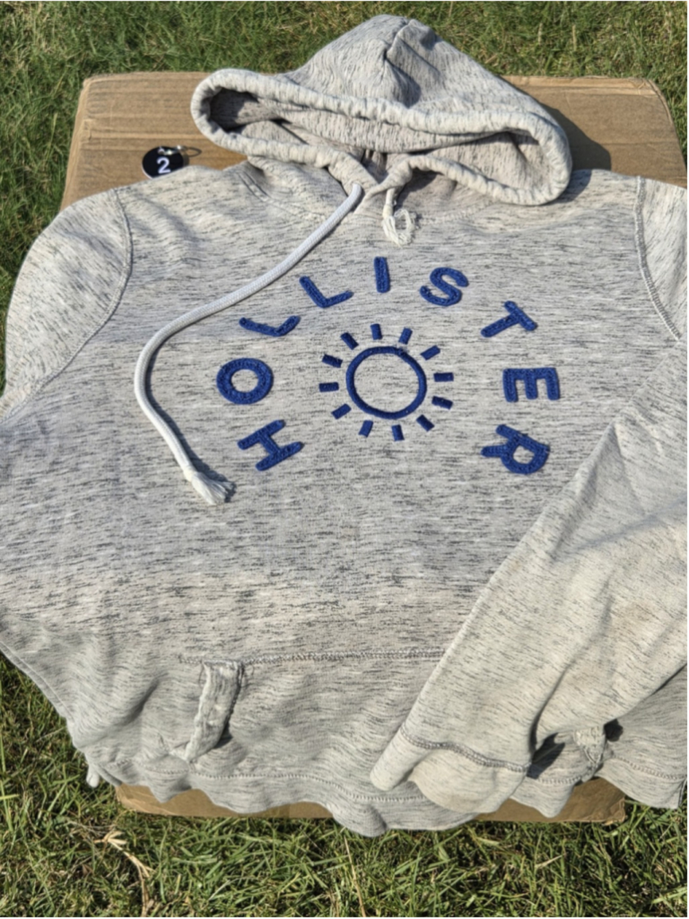 Hollister California Women's XL Gray Hoodie Embroidered Logo Distressed #2